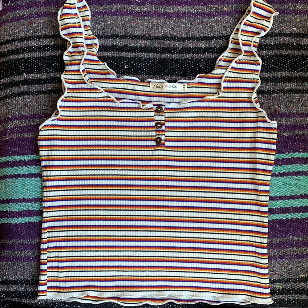 NWOT 🌈 Rainbow Striped Ribbed Crop Top